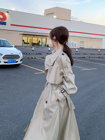 Mid-length Temperament Waist-controlled Korean Overcoat