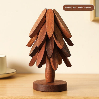 Tree Design Stand Wooden Trivets Decorative Anti Scald Heat Resistant Table Mat Coaster Wood Placemats Pot Table Heat Insulation Pad