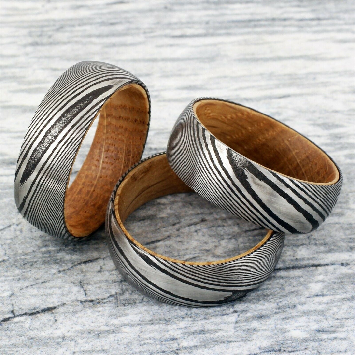 Laser Damascus Tungsten Ring