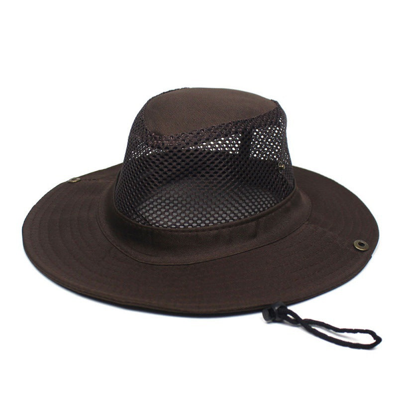 Patchwork Mesh Bucket Hat Sun Protection Foldable