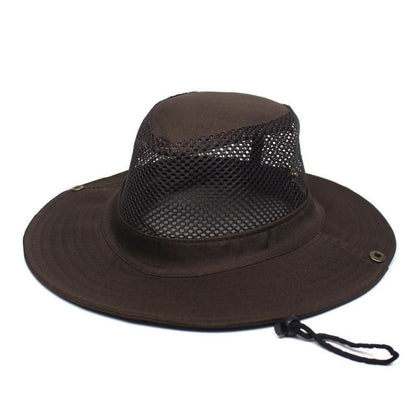Patchwork Mesh Bucket Hat Sun Protection Foldable