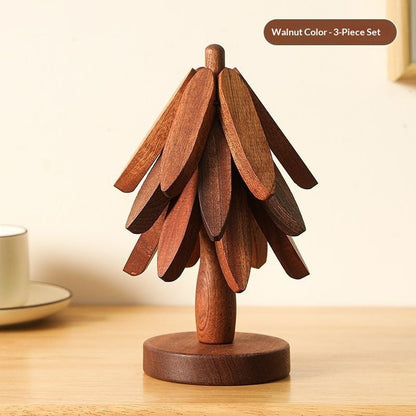Tree Design Stand Wooden Trivets Decorative Anti Scald Heat Resistant Table Mat Coaster Wood Placemats Pot Table Heat Insulation Pad