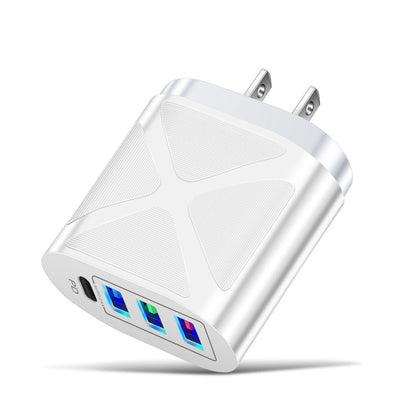 New 3USB+PD fast charging head, US standard, European standard, British standard, PD+3USB multi port charger charging head