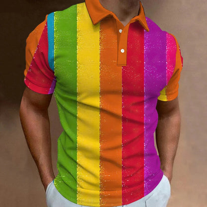 Men's 3D Rainbow Print Casual T-shirt