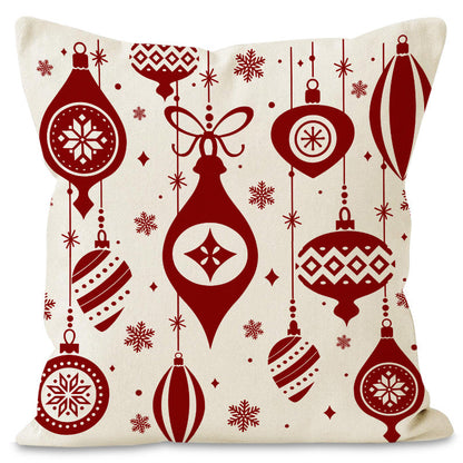 Christmas red ball pillow cover Christmas holiday themed home decoration pillowcase linen waist pillow