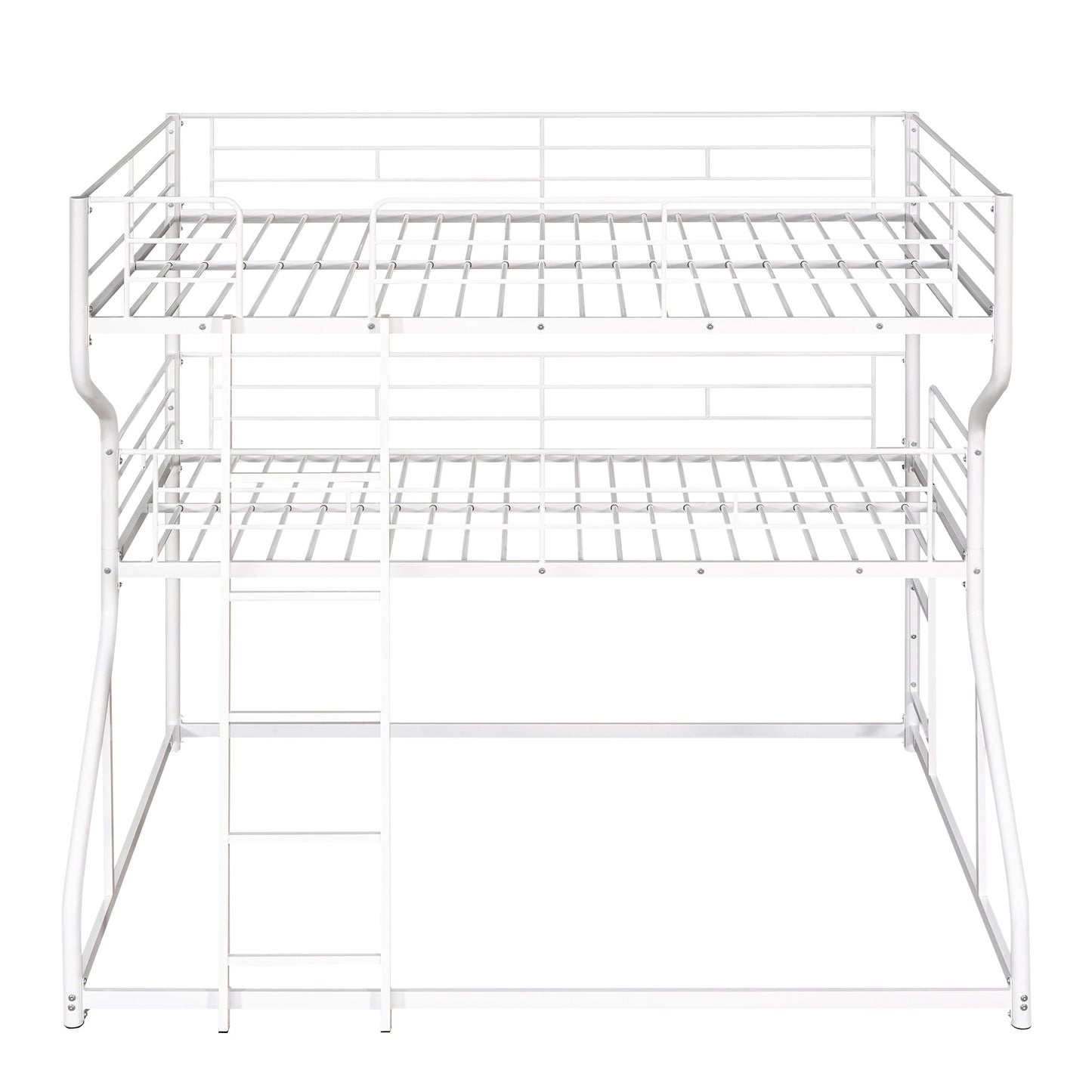 Full XL over Twin XL over Queen Size Triple Bunk Bed with Long and Short Ladder White