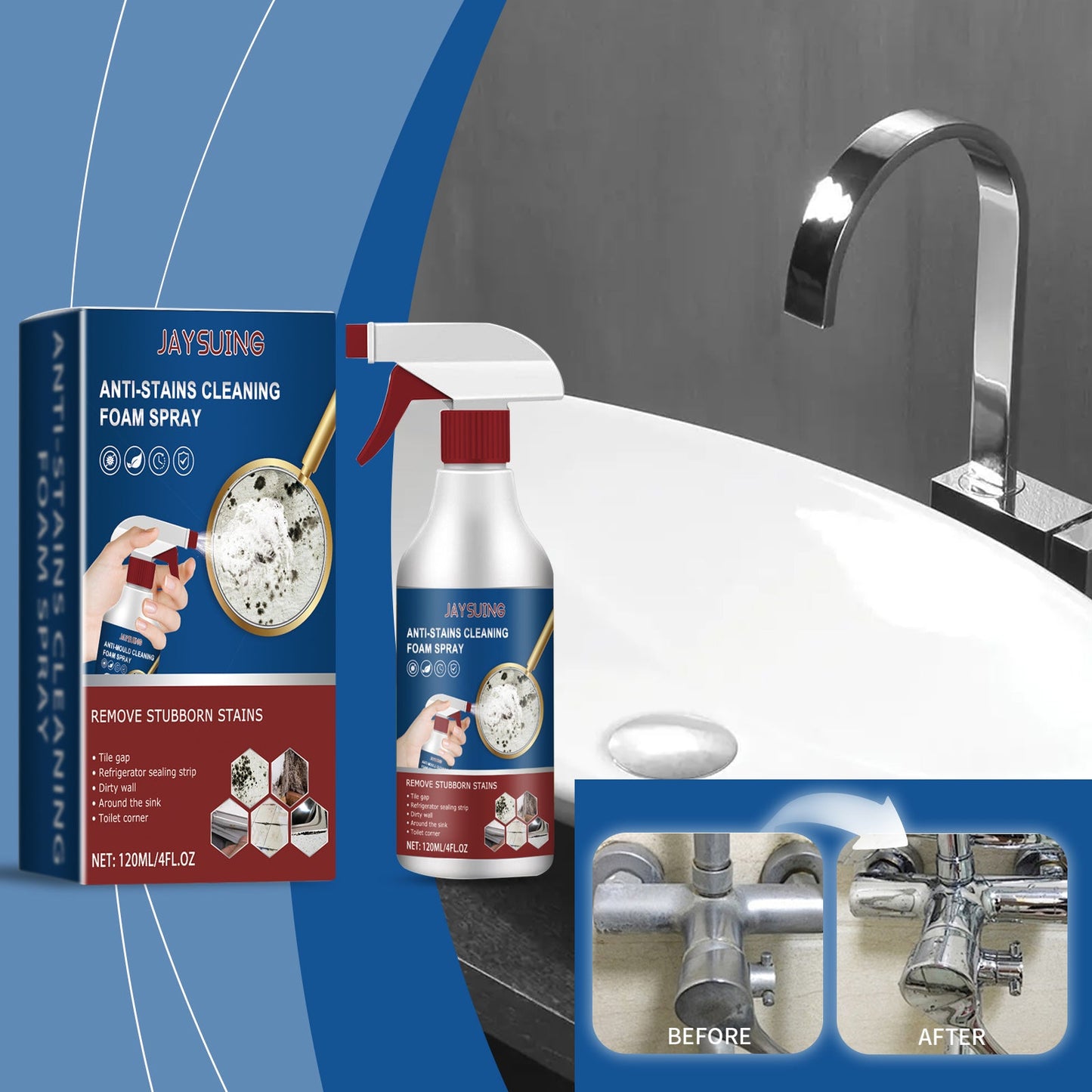 Bathroom Foam Cleaning Spray, Bathroom Wall Stain Removal Multi-Purpose Foam Cleaning Spray