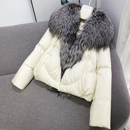 New White Duck Down Short Down Jacket