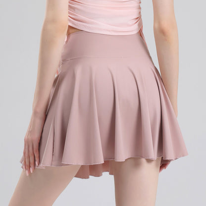 Tennis skirt women's yoga white badminton pleated skirt quick drying anti glare half skirt