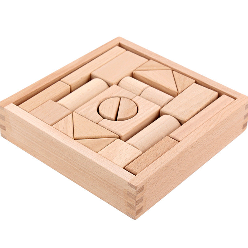 Puzzle Wooden Children's Wooden Boxed Beech 22 Pieces Can Be Bitten Assembled Building Blocks Pile Up Early Education Toys