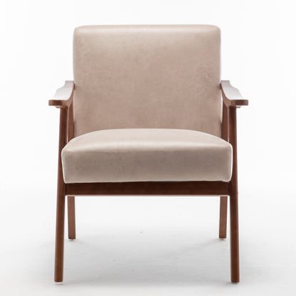 Solid wood frame living room chair, accent chair with thick backrest, casual chair Indoo