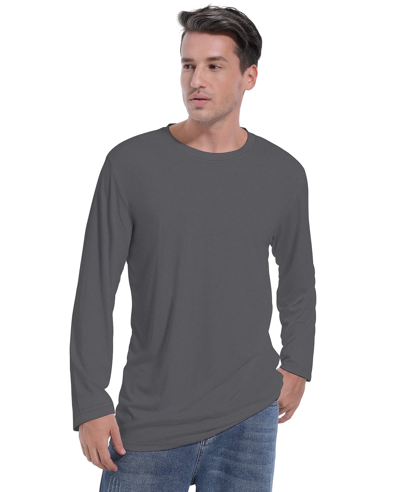 Dri-Tek Big&Tall Long Sleeve Moisture Wicking Athletic T-Shirt Iron Grey Size LT
