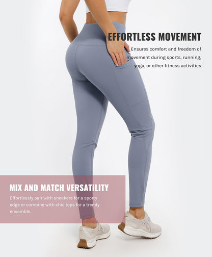 Cosmolle High Waisted Yoga Leggings with Pockets Grey Size L