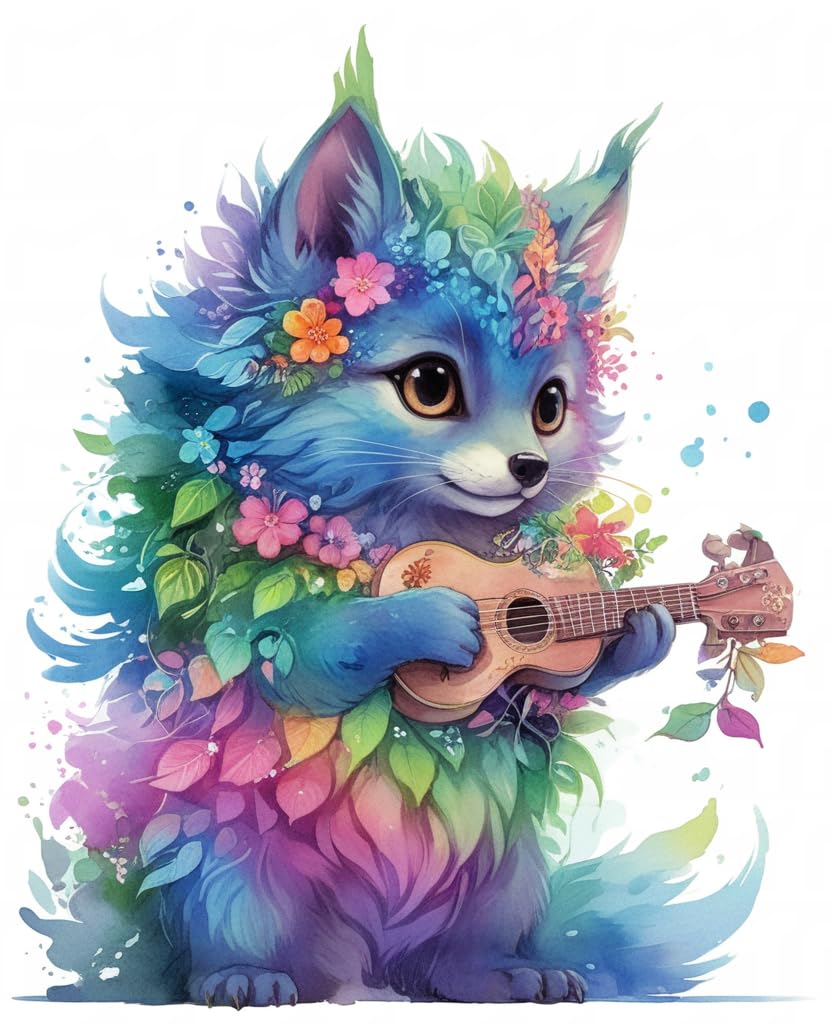 Entongstar Paint by Numbers Kit for Kids Guitar Cat 50mm x 40mm x 1mm