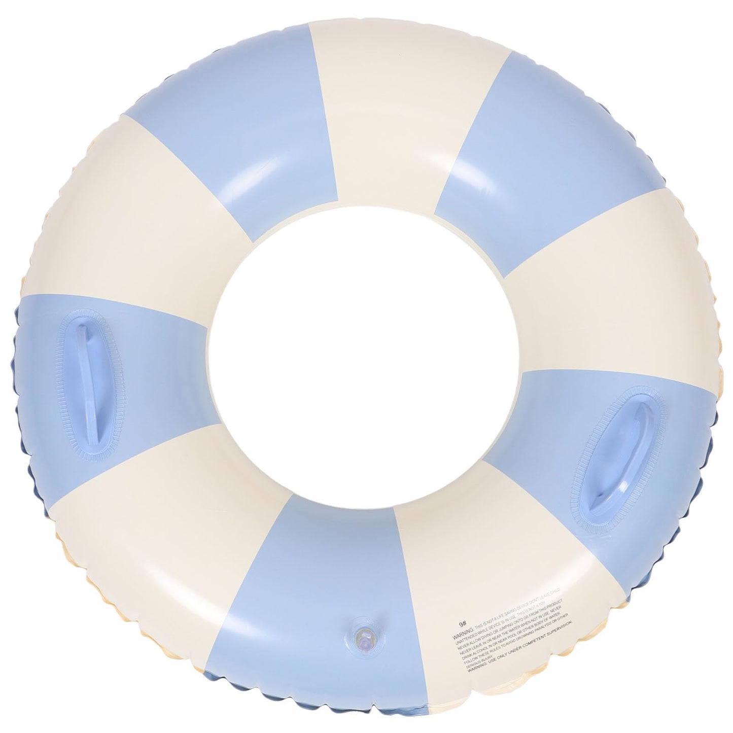 Garneck Inflatable Swimming Ring 32.3'' Retro Striped Blue PVC Adult Float