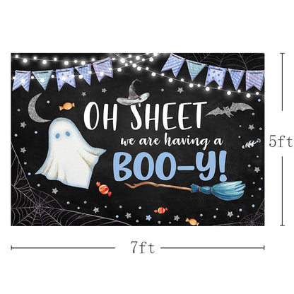 MEHOFOND Halloween Baby Shower Party Backdrop Purple Vinyl 7x5ft