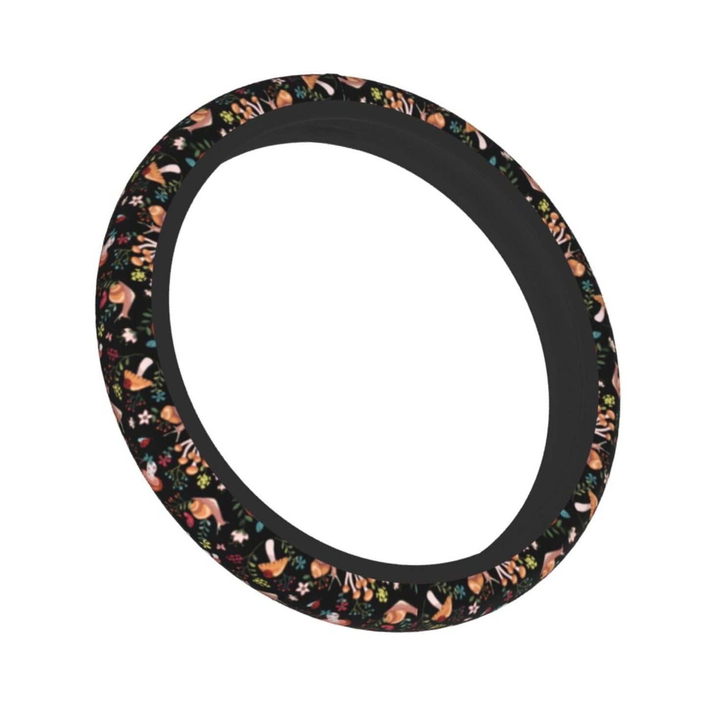 MINIOZE Mushroom Vintage Steering Wheel Cover 15 Inch Neoprene Black 1pc