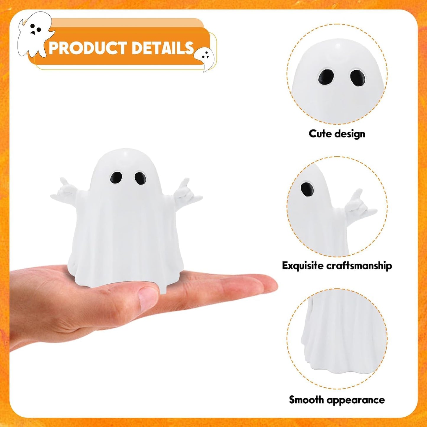 OYB Halloween Ghost Resin Figurine Spooky Decor Cute Finger Ghost A
