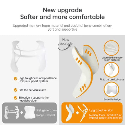 Memory Foam Travel Pillow for Plane, Train & Car - Neck Support Cushion with Washable Cover, Ideal for Sleeping