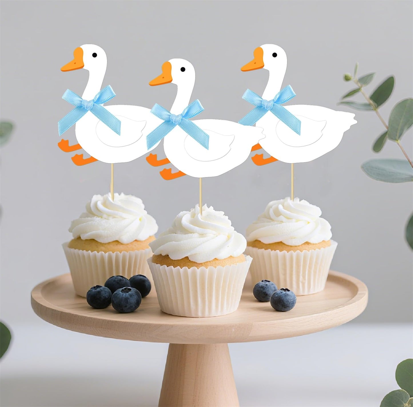 JDIYMI One Silly Goose Cupcake Topper Baby Shower Birthday Party 20pcs Blue
