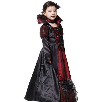 DNQCOS Girls Gothic Vampire Vampiress Dress Costume Black Size 4-6 Years