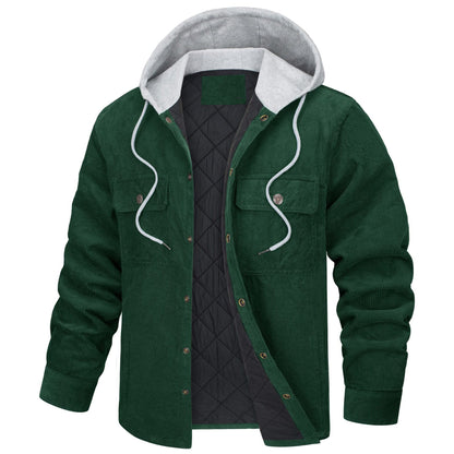 Corduroy Hooded Long Sleeve Cotton