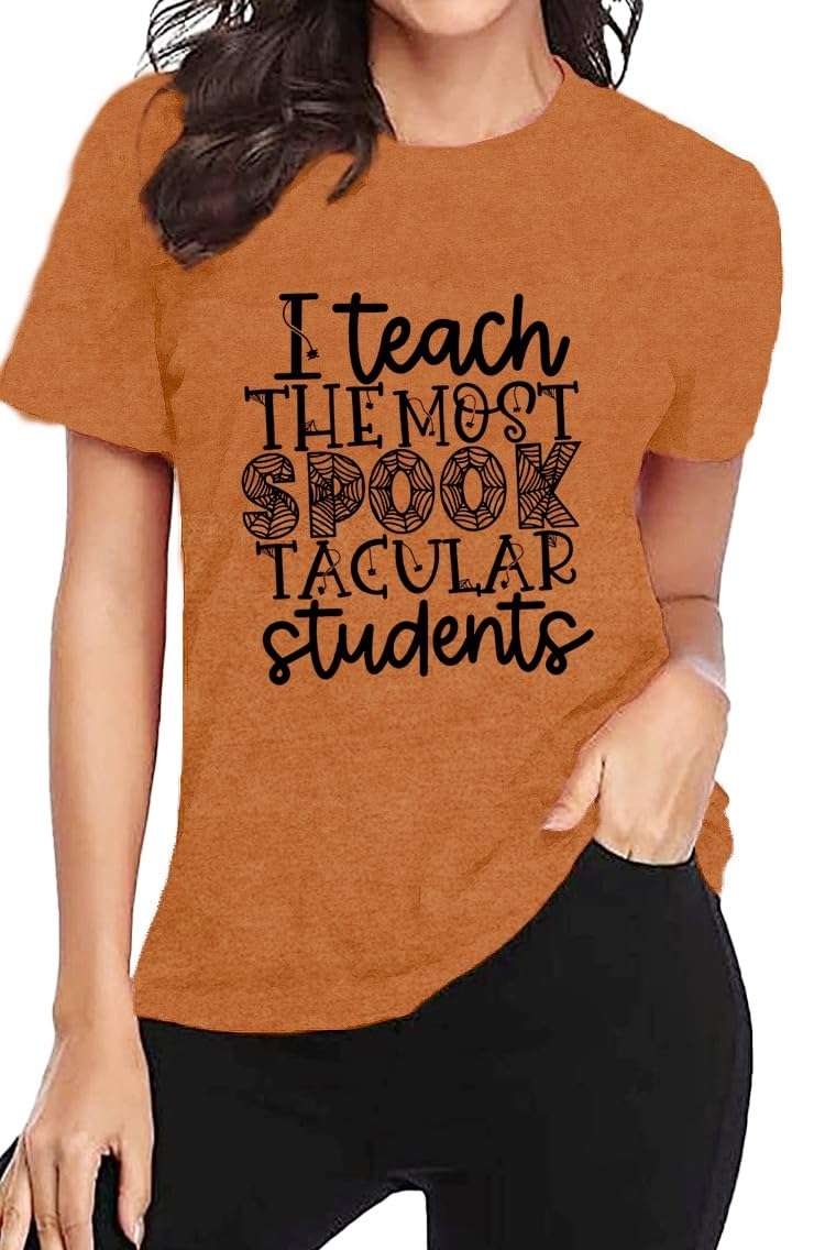 CQF Halloween Teacher Shirt Women Funny Fall Teacher Tee Size XL