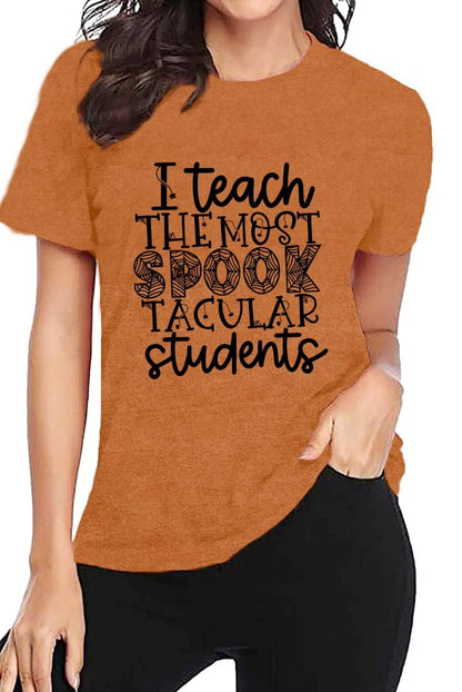 CQF Halloween Teacher Shirt Women Funny Fall Teacher Tee Size XL