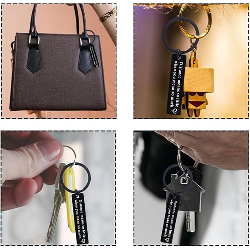yaozeio Long Distance Relationship Keychain Gift for Couples Black Unisex