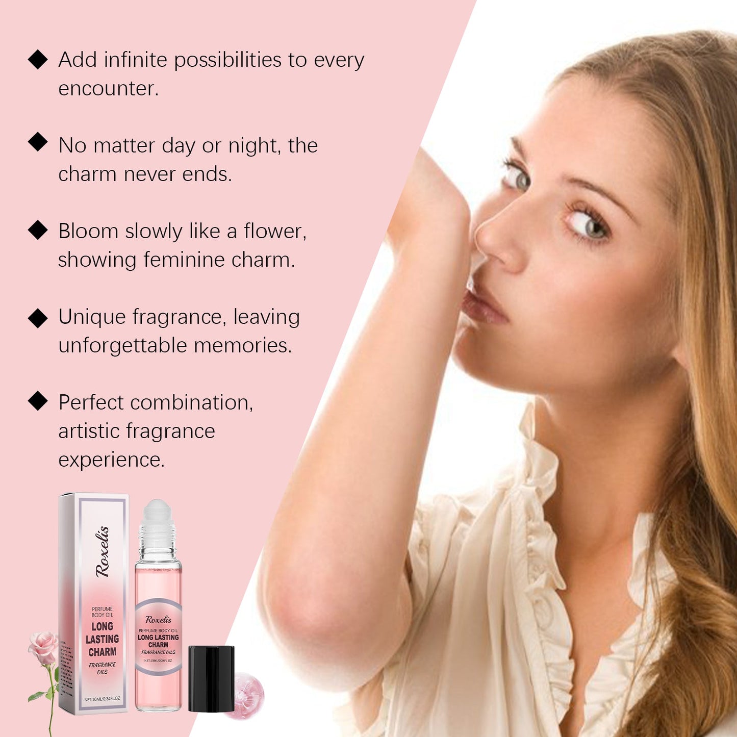 Women's Roller Perfume Lasting Fragrance Portable Rose Light Everyday Fresh Exudes A Niche Appeal Perfume