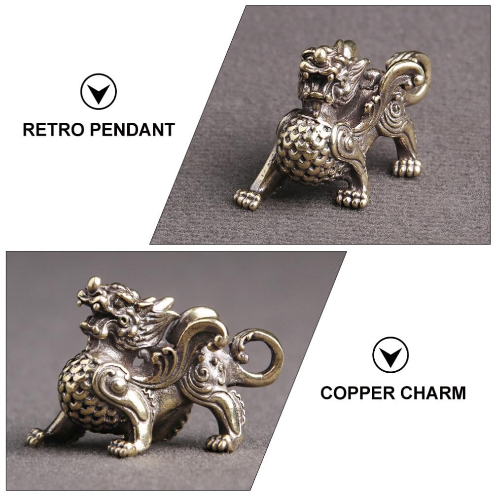 FAVOMOTO Retro Car Keychain Set 4Pcs Golden Brass Feng Shui Dragon Shape