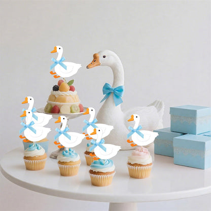JDIYMI One Silly Goose Cupcake Topper Baby Shower Birthday Party 20pcs Blue