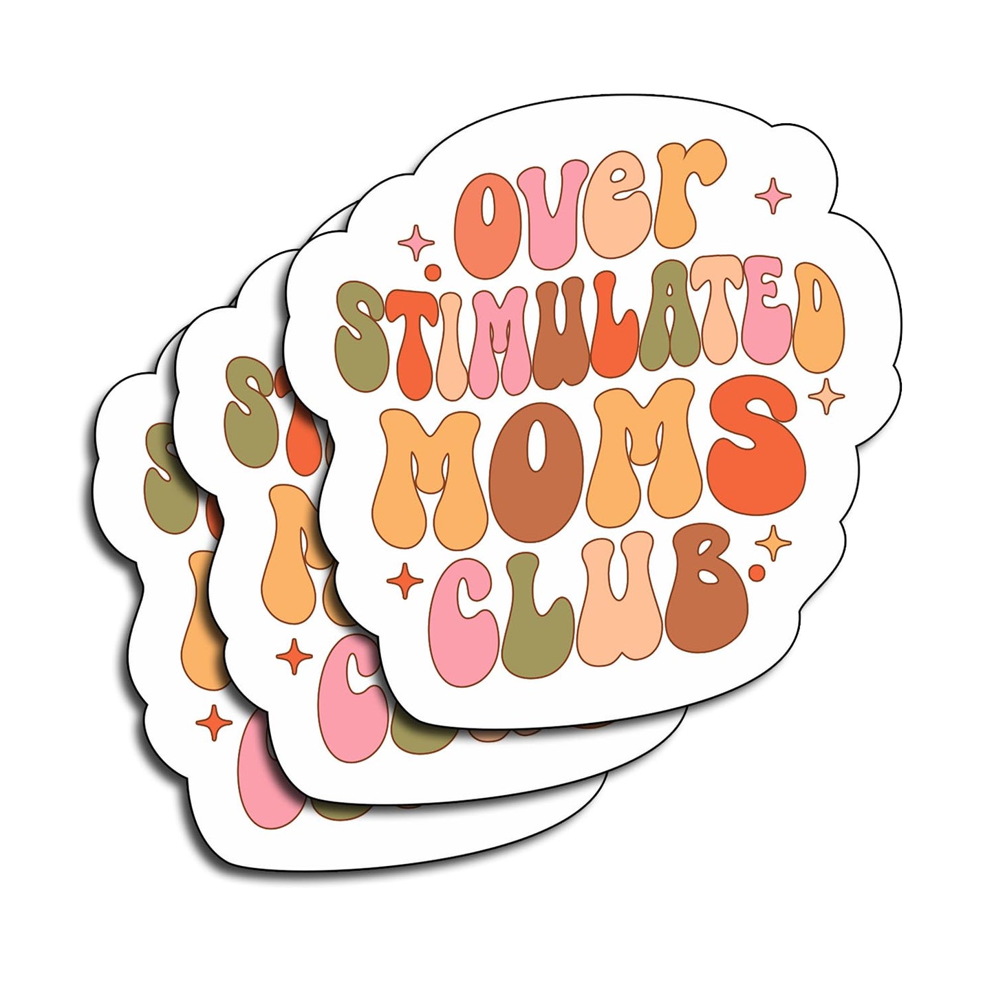TATAHOS Overstimulated Moms Club Vinyl Stickers 3"x2.8" 3Pcs Waterproof