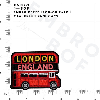 EMBRO BOF London Double-Decker Bus Patch 2.25in Iron On Embroidered