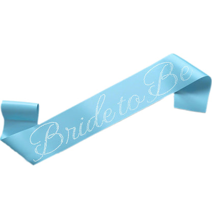 Vonlynfay Bride To Be Sash Blue White Wedding Letter Print Accessory