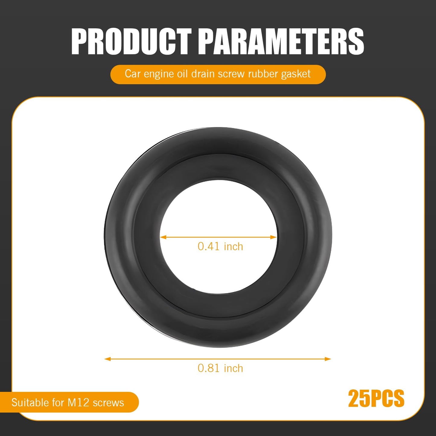 leechio 25 PCS Automotive Oil Drain Plug Gasket M14 Rubber Seal Black