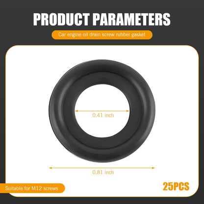 leechio 25 PCS Automotive Oil Drain Plug Gasket M14 Rubber Seal Black
