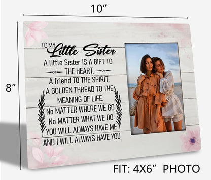 HALUOSI Little Sister Tabletop Picture Frame Plaque 10x8 White Rustic