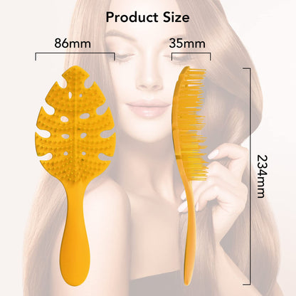 CANDYBRUSH Hair Brush Vented Leaf Form Soft TPEE Mango Scented Orange Large