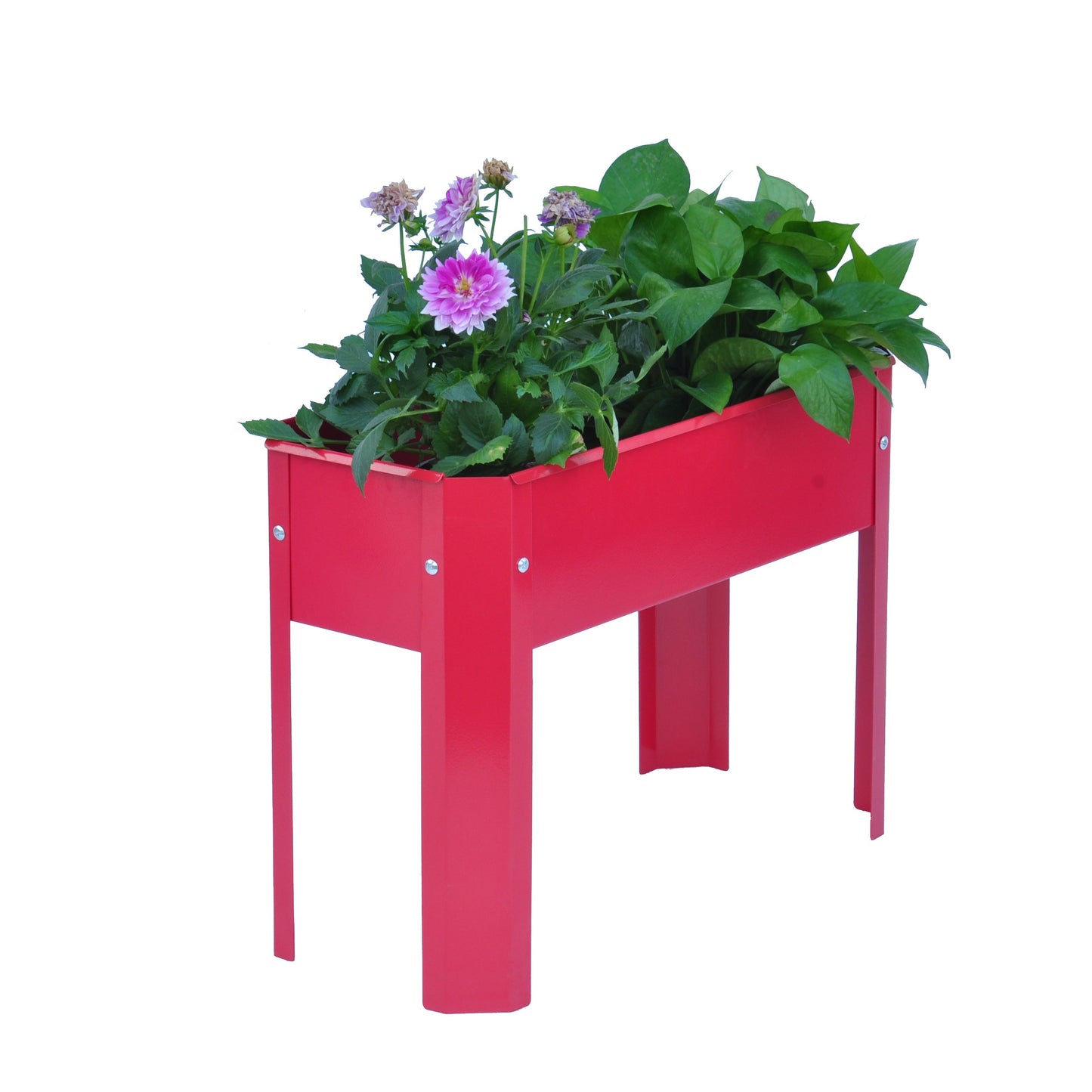 Elevated garden bed.metal elevated outdoor flowerpot box.suitable for backyard and terrace.large flowerpot. Red x 2