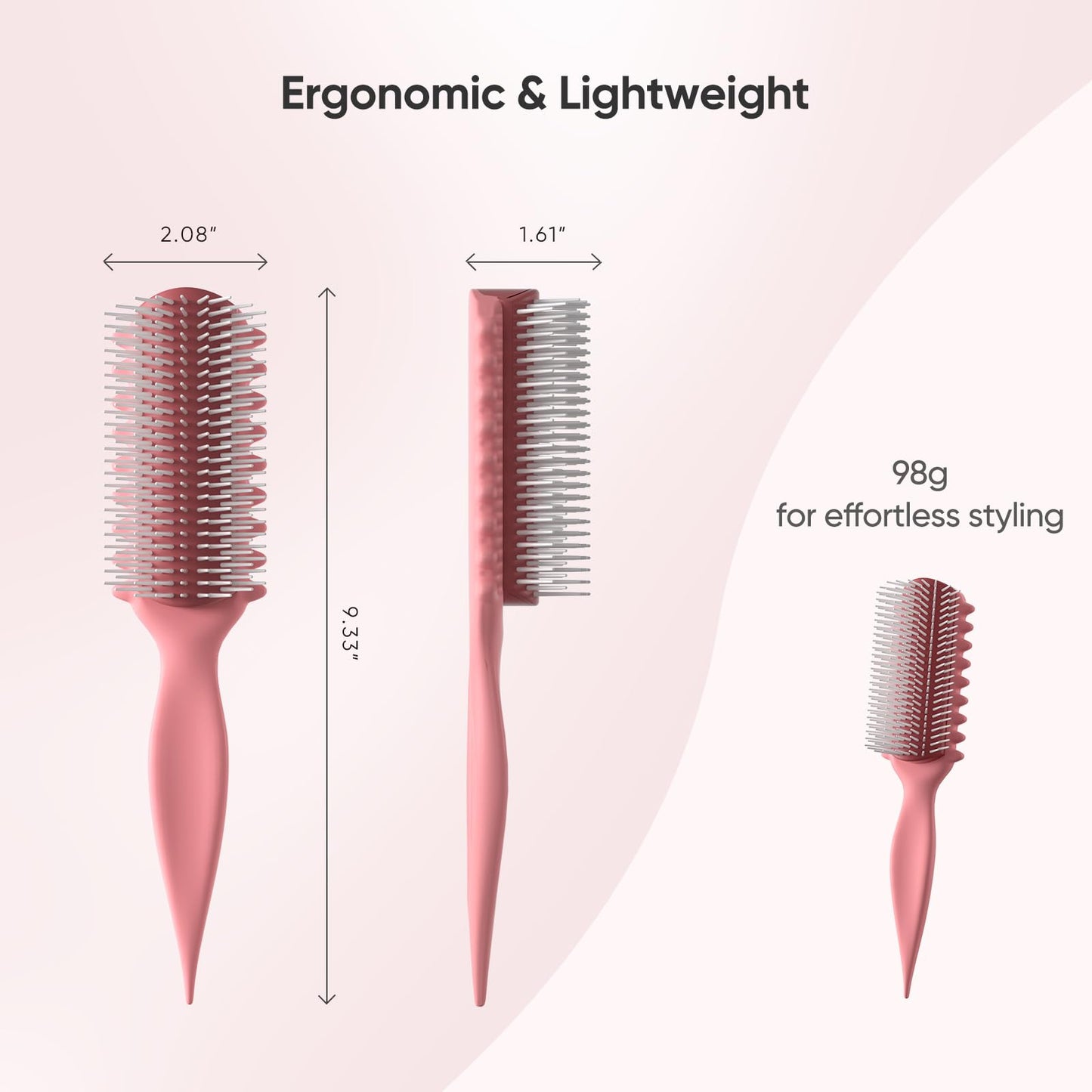 AM 8:00 Curly Hairbrush Curl Defining Voluming Styling Tool Pink
