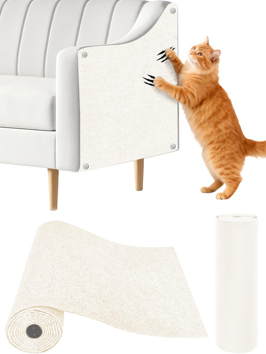 SEPAZON Anti Cat Scratch Couch Protector Adhesive Pad Offwhite 78.7x15.8In