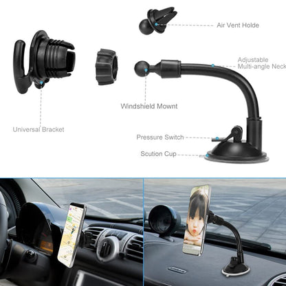LoyaForba Universal Car Phone Mount 360° Dashboard Holder Black Rubber