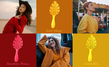 CANDYBRUSH Hair Brush Vented Leaf Form Soft TPEE Mango Scented Orange Large
