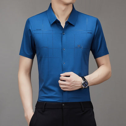 Summer Men's Short Sleeve Seamless Business Shirt