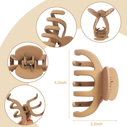 SMKSL Hair Clips 3.5 Inch Medium Brown Matte Banana Jaw Claw Clips
