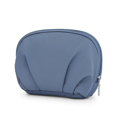E-Tree Makeup Bag Half Moon Cosmetic Pouch Travel Toiletry Organizer Blue