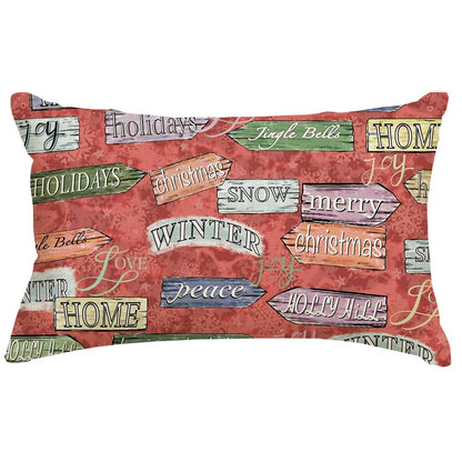 RABUSOFA Christmas Pillow Cover Red Lumbar Cushion 12x20 Inch Pack of 1