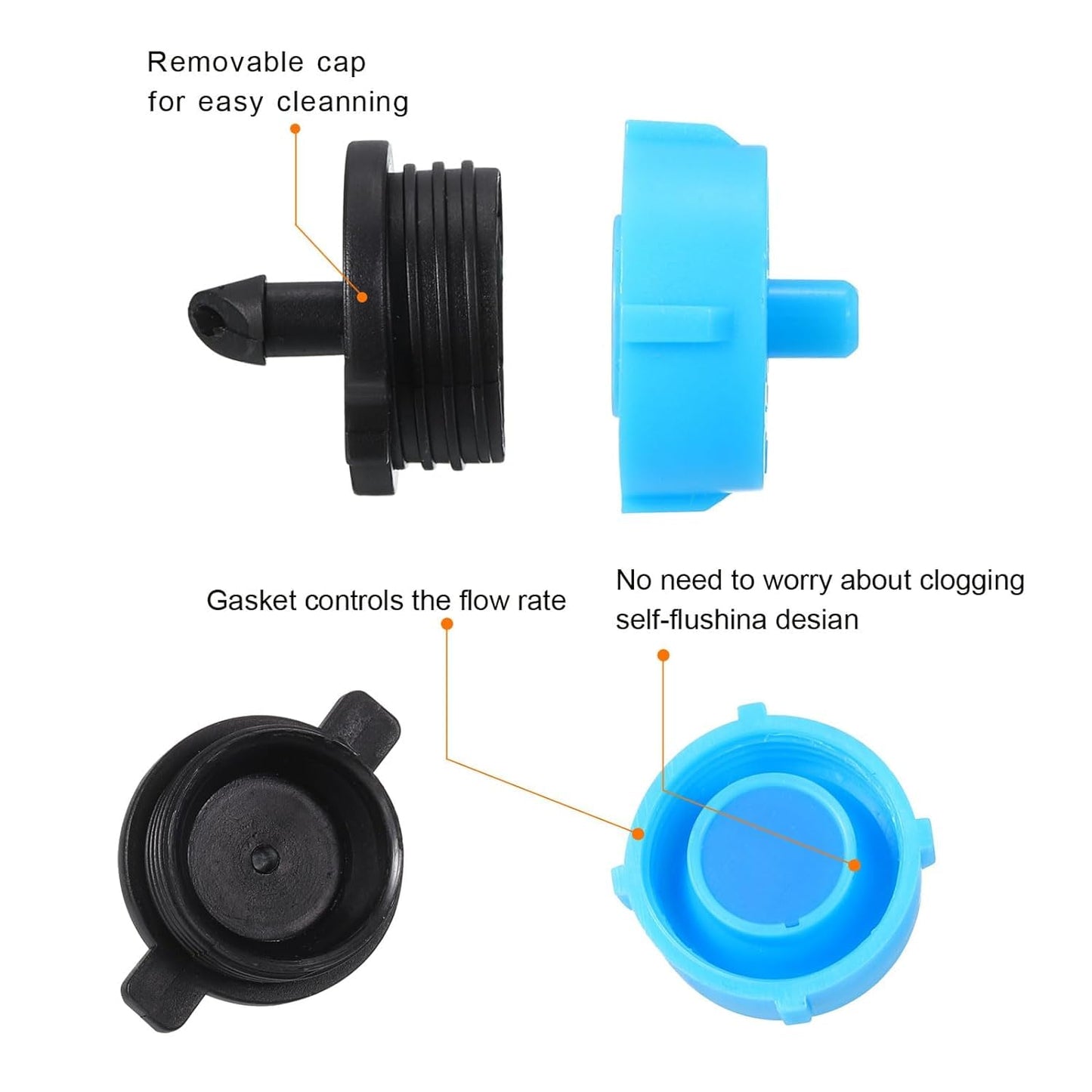 Nyassa 50Pcs Drip Irrigation Emitters 4/7 Inch 4 GPH Pressure Compensated