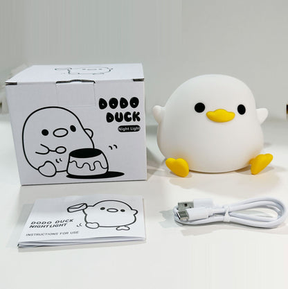 Duck Silicone Night Light for Children with Timer Usb Rechargeable Dimming Touch Lamp Sleeping Bedroom Cartoon Animal Decor Gift